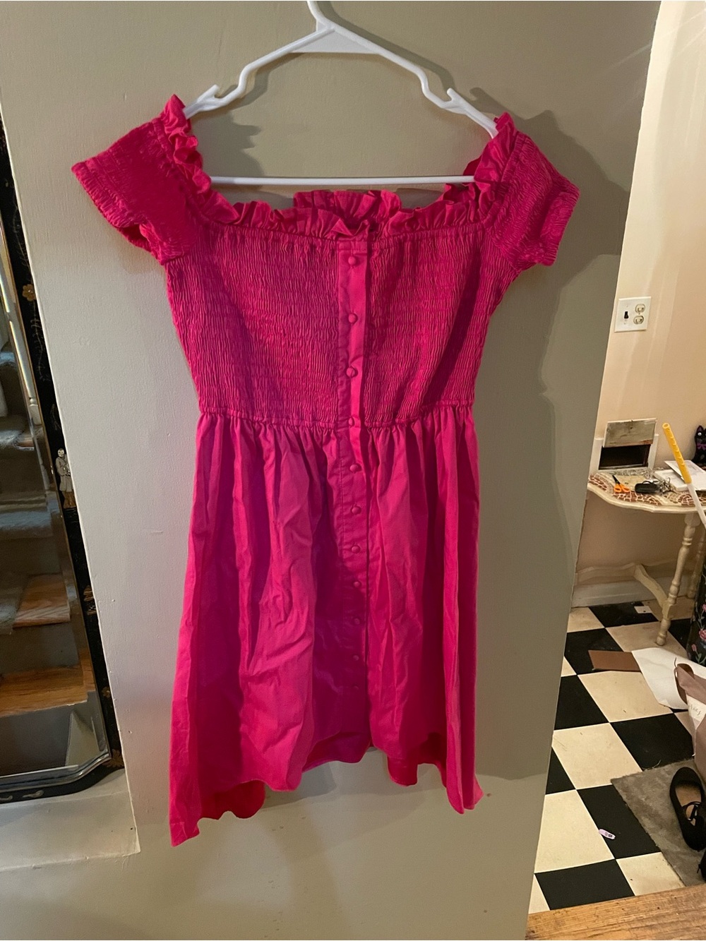 Bebe hot pink Off-Shoulder Pink dress